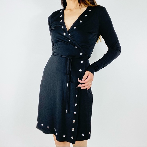 MICHAEL MICHAEL KORS NLACK EMBELLISHED WRAP-DRESS - Picture 5 of 11